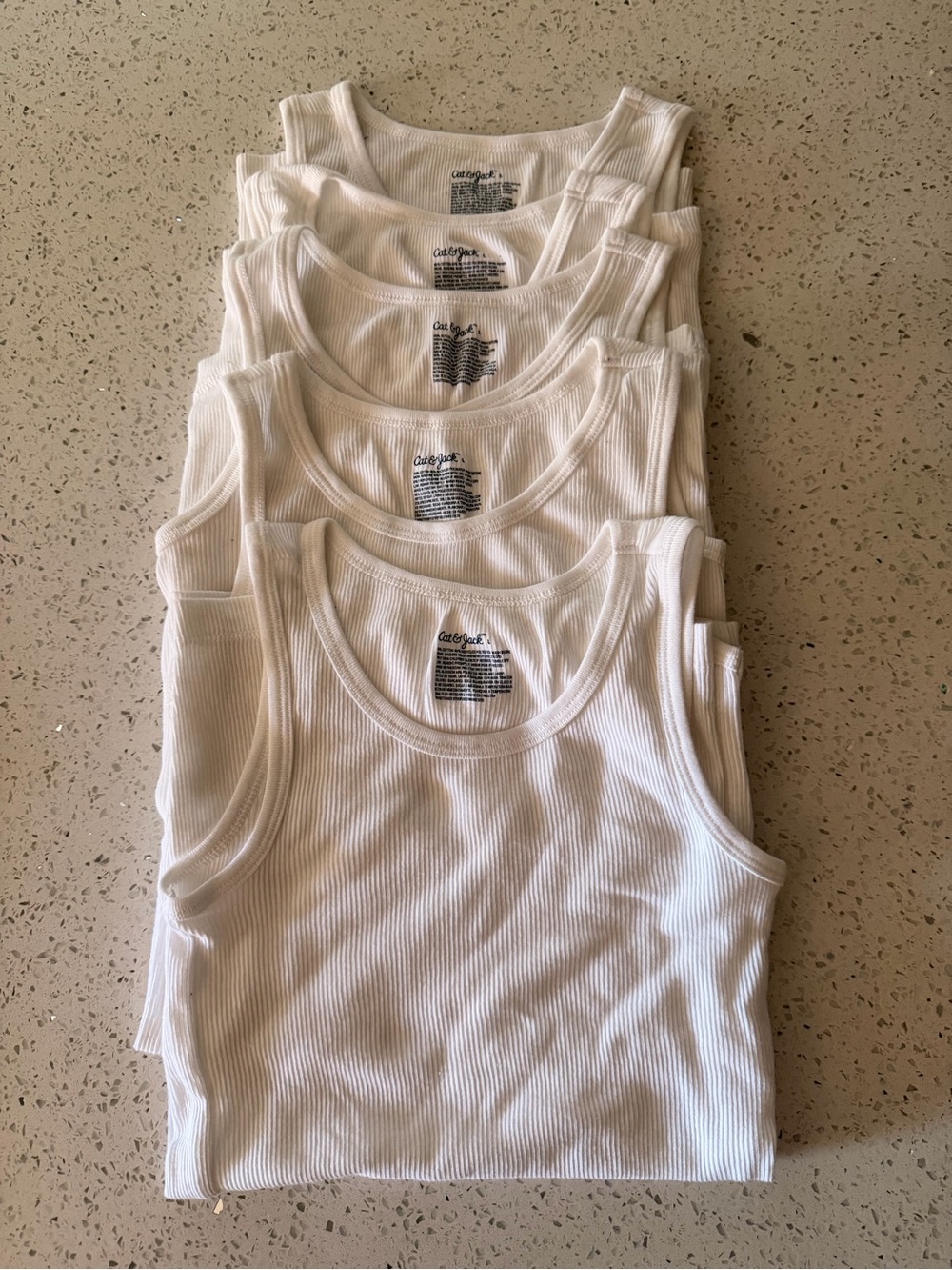 Cat & Jack Classic White Ribbed Tank Top for Boys - 5-Pack